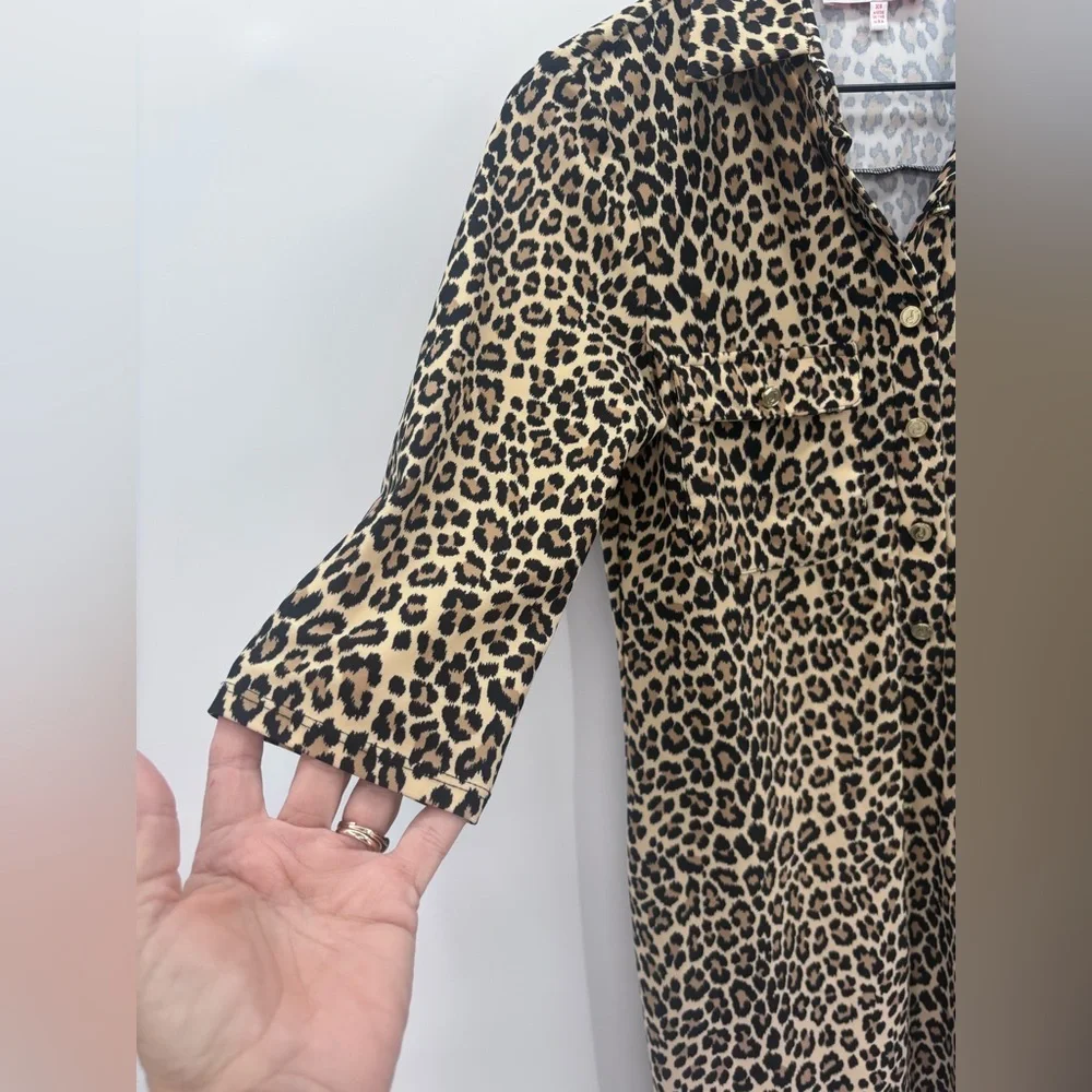 Jude Connally Kalan Leopard Animal Print Midi Dress - Black and Tan Size XS